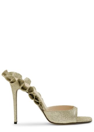 Rouches 105 gold ruffled leather mules
