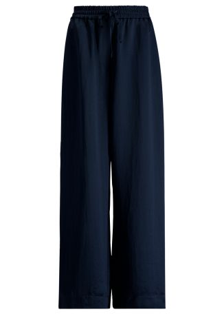 Green wide-leg satin pyjama trousers