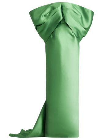 Delphina green off-the-shoulder satin gown