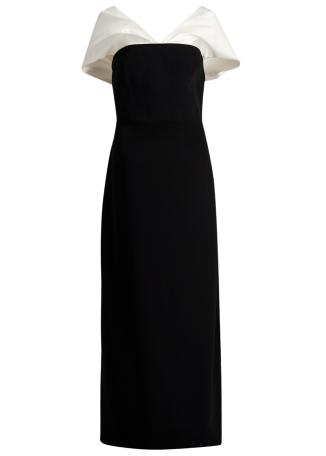 Dakota black off-the-shoulder crepe gown