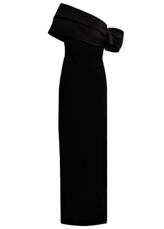 Alexis black off-the-shoulder crepe gown
