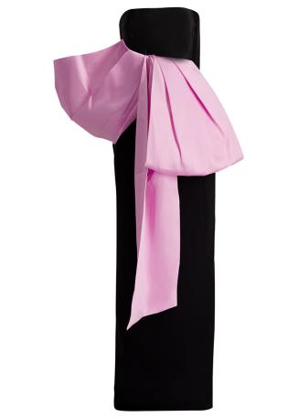 Maeve black bow-detail crepe gown