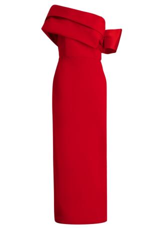 Alexis red off-the-shoulder crepe gown