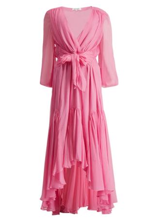 Grandiose pink ruffled maxi dress