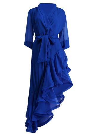 Grandiose blue ruffled maxi dress