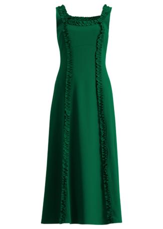 Palais green ruffle-trimmed crepe midi dress