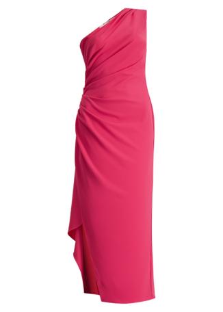 Purdie pink one-shoulder crepe midi dress