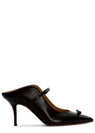 Blanca 70 black bow-detail leather mules