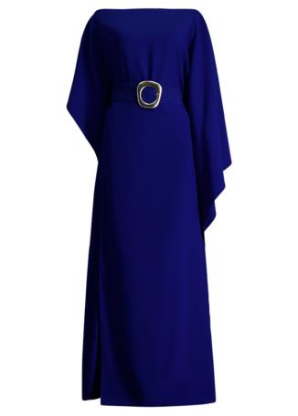 Taylor blue off-the-shoulder crepe kaftan