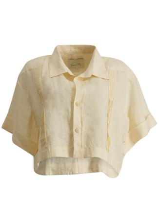 
Manyatta off-white cropped linen shirt