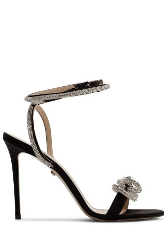 115 black crystal-embellished satin sandals
