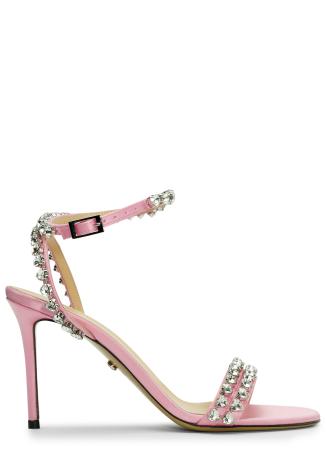 Audrey 95 pink crystal-embellished satin sandals