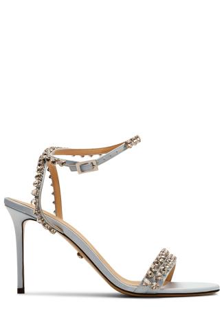 100 blue crystal-embellished satin sandals
