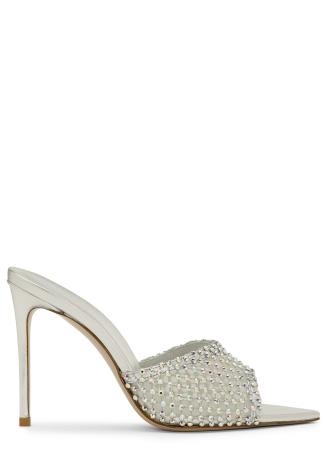 Gilda 110 silver crystal-embellished leather mules