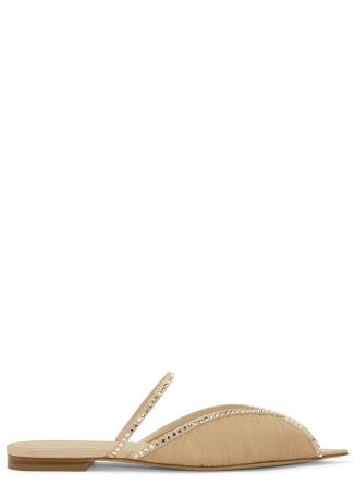 Katy nude crystal-embellished tulle sandals