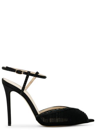 Katy 105 black crystal-embellished leather sandals