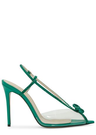 Kay 105 green crystal-embellished leather sandals