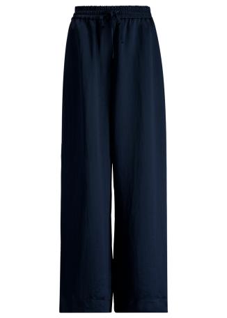 Green wide-leg satin pyjama trousers