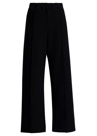 Black straight-leg stretch-cotton trousers