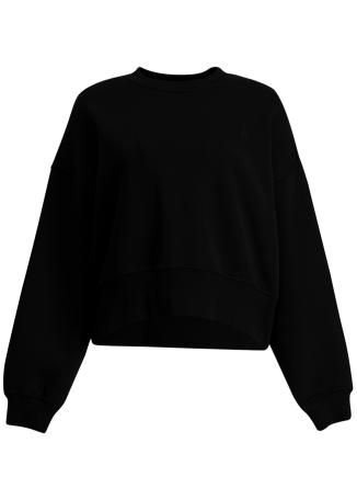 Recalibrate black cropped cotton-blend sweatshirt