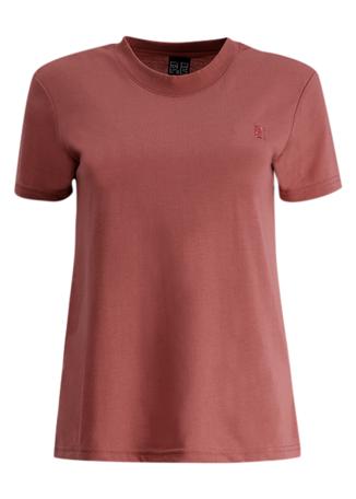 Pink logo-embroidered t-shirt