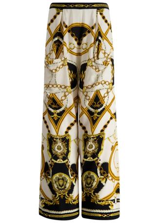 Sea charm printed silk trousers