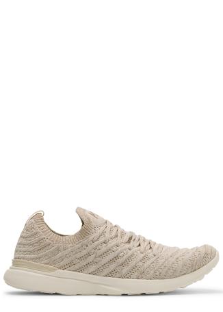 Techloom wave beige woven stretch-knit sneakers
