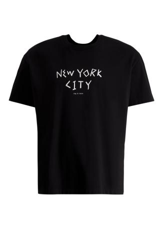 Black printed cotton t-shirt