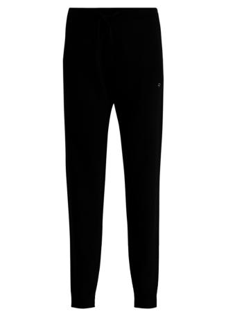 Black logo-embroidered wool-blend track pants