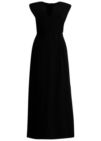 Harriet black belted crepe midi dress