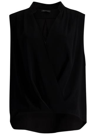 Meredith black draped satin top