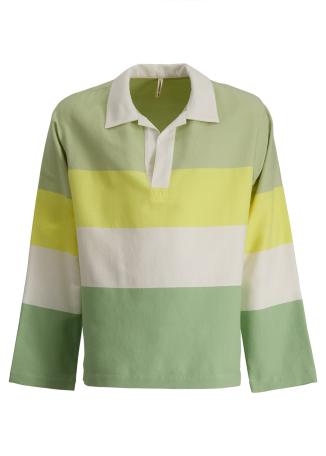 Striped cotton-blend polo shirt