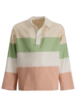 Striped cotton-blend polo shirt
