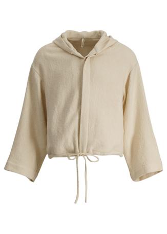 Ivory hooded cotton-blend sweatshirt