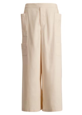 Ivory wide-leg cotton-blend cargo trousers