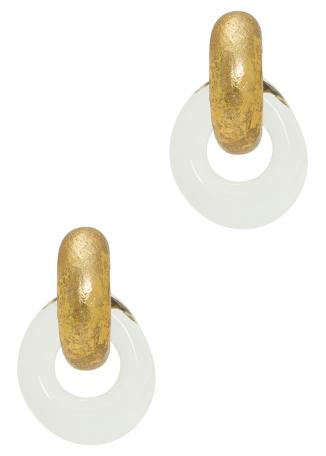 Havana acrylic clip-on drop earrings