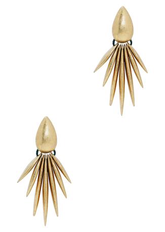 Quasi gold-tone acacia clip-on drop earrings