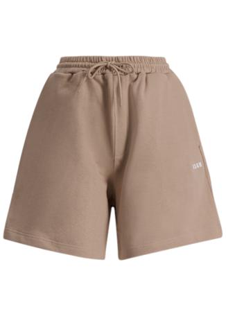 Beige logo-embroidered cotton shorts