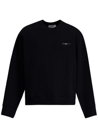 Black logo-embroidered cotton sweatshirt