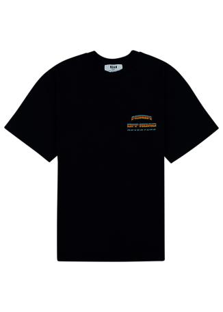 Black printed cotton t-shirt