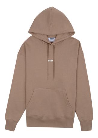 Beige hooded cotton sweatshirt