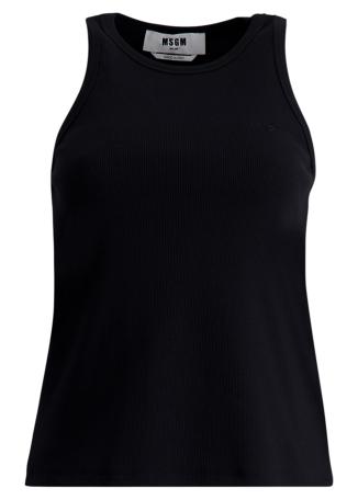 Black ribbed stretch-cotton tank