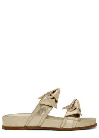 Maxi Clarita gold bow-embellished leather sandals