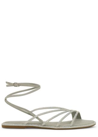 Silver crystal-embellished leather sandals